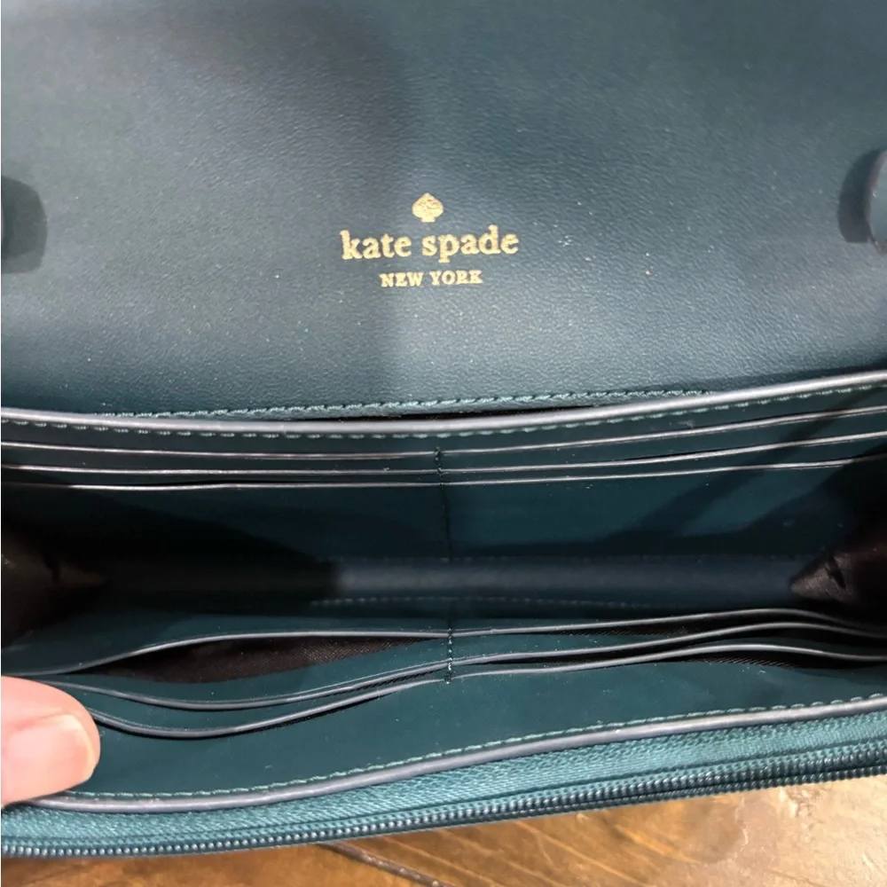 Kate Spade Marti Pebbled Leather Convertible Wallet Crossbody Peacock Sapphir